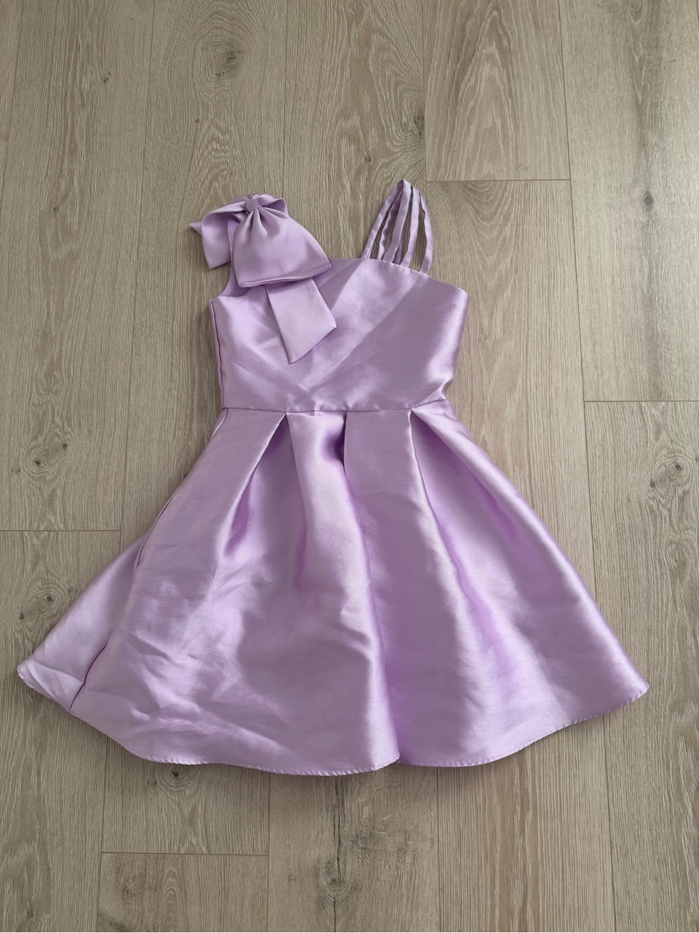 Rare Editions Lilac Satin Bow-Accent Party Dress